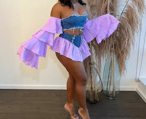 Mingle Denim 2pc Skirt set